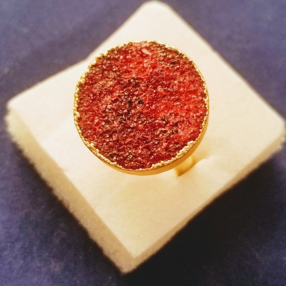 Red ruby drutzy & gold ring Adjustable Size - Picture 4 of 12